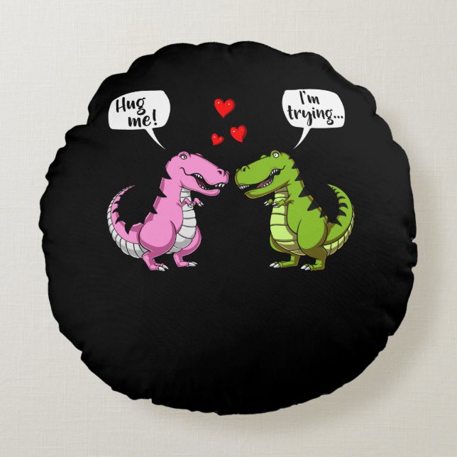 T-Rex Dinosaur Hug Me Lunt par Joke Rund Kudde (Framsidan)