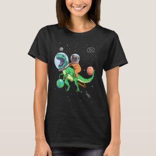 T Rex Dinosaur in Rymden Astronaut Hund Pu Shirt