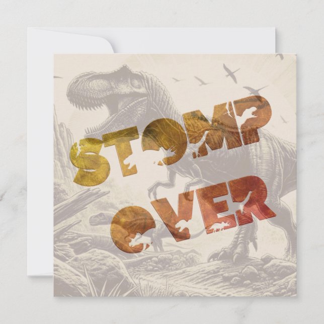 T-rex Dinosaur-inbjudande, platta kort (Framsida)