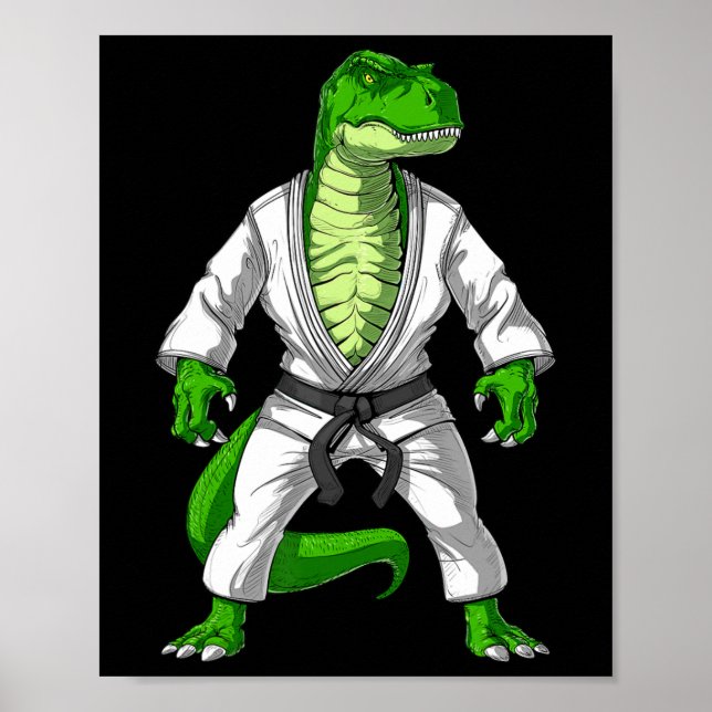 T-rex Dinosaur Jiu-jitsu Judo Karate Taekwondo Mar Poster (Framsidan)