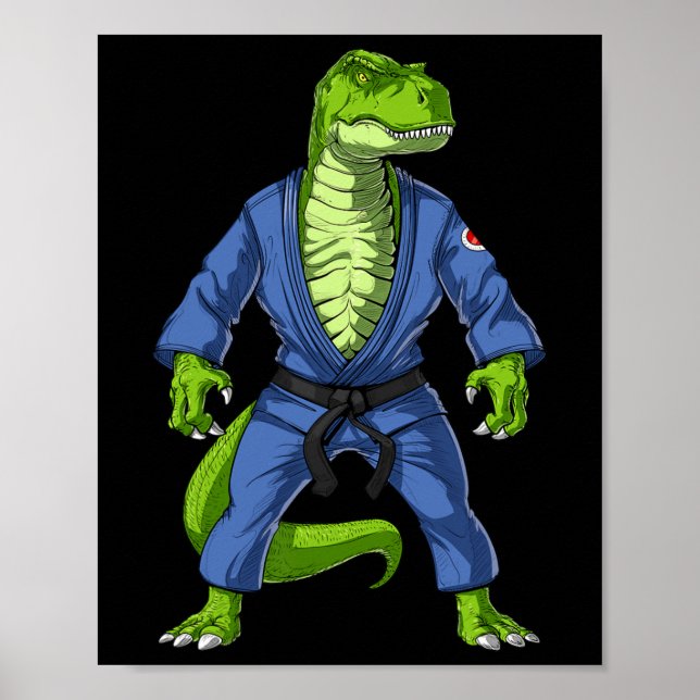 T-rex Dinosaur Jiu-jitsu Judo Ninja Martial Arts K Poster (Framsidan)