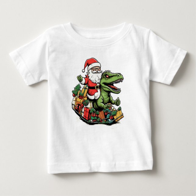 T-Rex Dinosaur-jul | Funny Festive Helgdag T Shirt (Framsida)