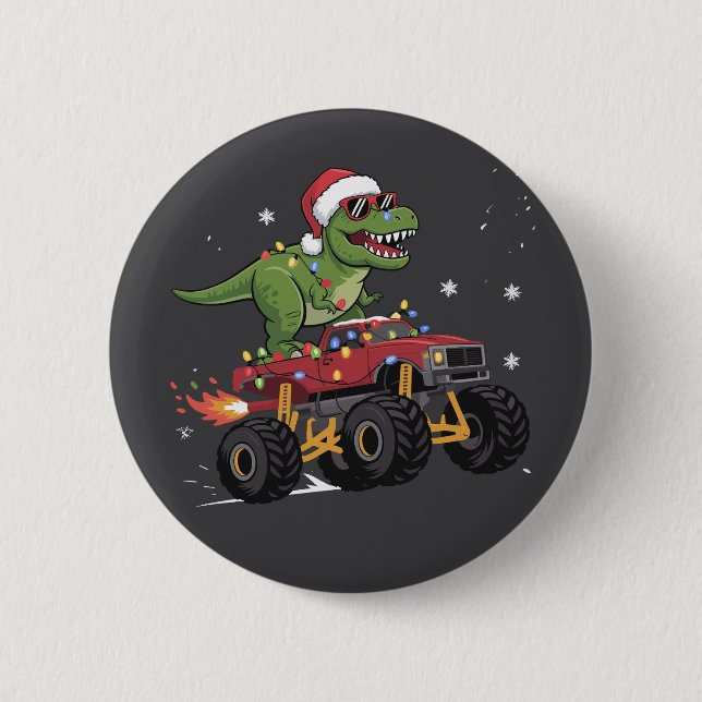 T-Rex-dinosaur jul monstertruck  Knapp (Framsida)