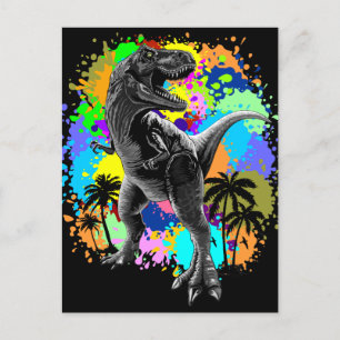 T-Rex Dinosaur Jurassic Reptile på färgstreck Vykort