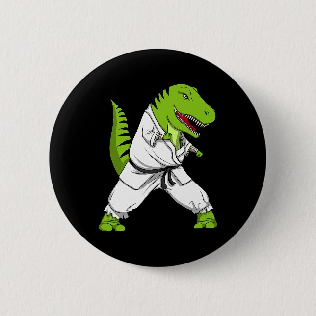 T-rex Dinosaur Karate Kickboxing Martial Arts Jiu- Knapp (Framsida)