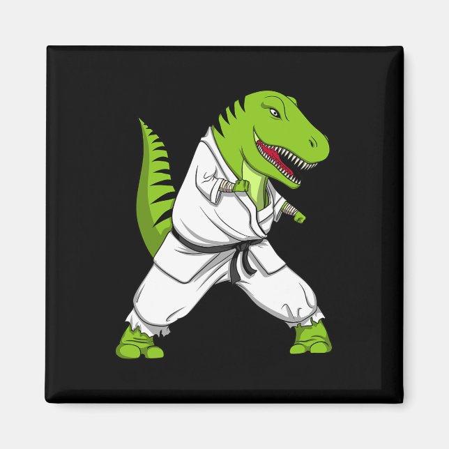 T-rex Dinosaur Karate Kickboxing Martial Arts Jiu- Magnet (Framsidan)