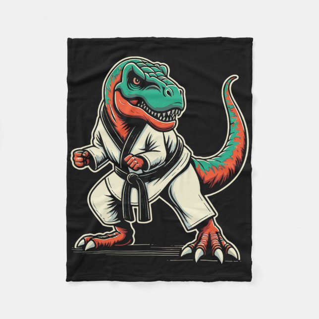 T-rex Dinosaur Karate Taekwondo Martial Arts Fleecefilt (Framsidan)