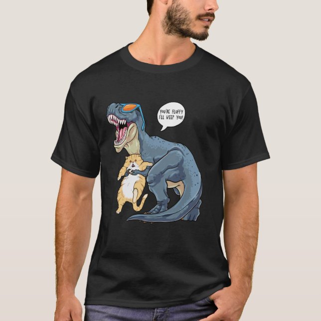T-Rex Dinosaur Katt Persisk Rolig Du Är Fluffig Ja T Shirt (Framsida)