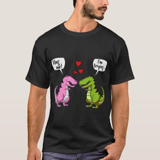 T-Rex Dinosaur Kram Mig Söt Par T Shirt (Framsida)