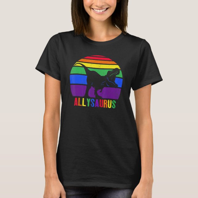 T Rex Dinosaur Lgbt Gay pride Flagga Allysaurus Al Shirt (Framsida)