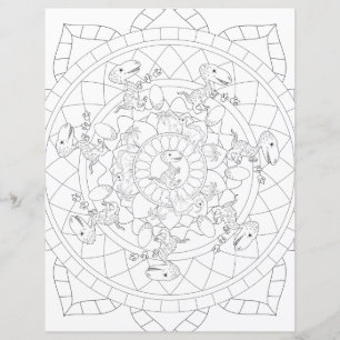 T Rex Dinosaur Mandala Avslappnande Barn Färgbilds
