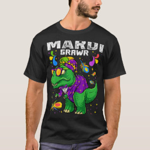 T-Rex Dinosaur Mardi Gras Bead Costume Mardi Grawr T Shirt