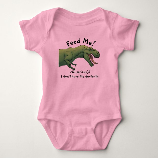T-Rex Dinosaur Mata Mig Baby Klänning Hel Del  T Shirt (Framsida)
