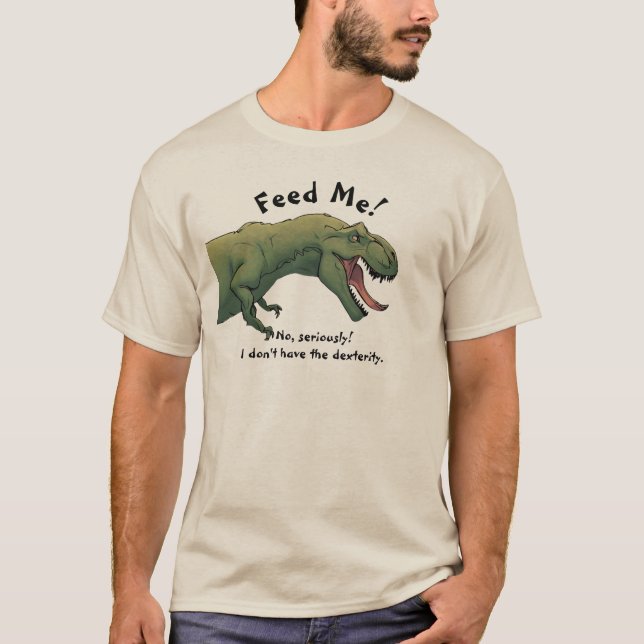 T- Rex Dinosaur Mata mig Manar T Shirt (Framsida)