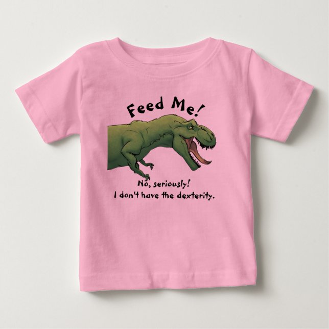 T-Rex Dinosaur Matar mig Baby-utrustning 1 Biet T Shirt (Framsida)