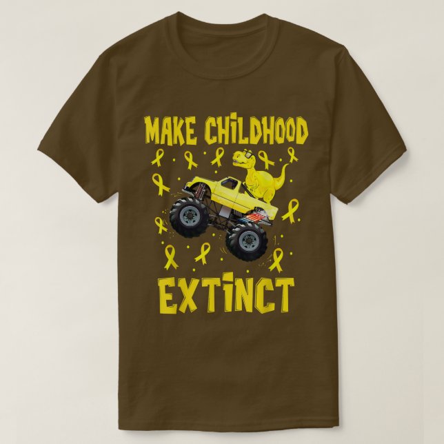 T rex Dinosaur Monster Lastbil gör barncancer Shirt (Design framsida)