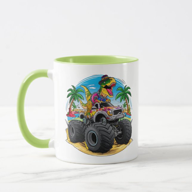 T-Rex Dinosaur Monster Lastbil Mugg (Vänster)
