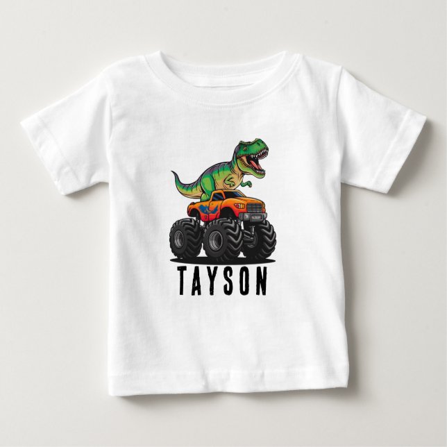 T-Rex Dinosaur Monster Lastbil T Shirt (Framsida)