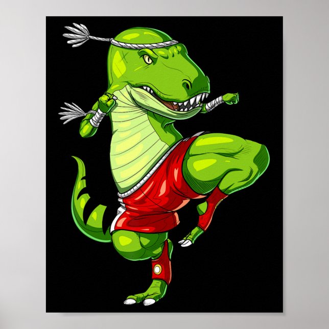 T-rex Dinosaur Muay Thai Boxing Karate Martial Art Poster (Framsidan)
