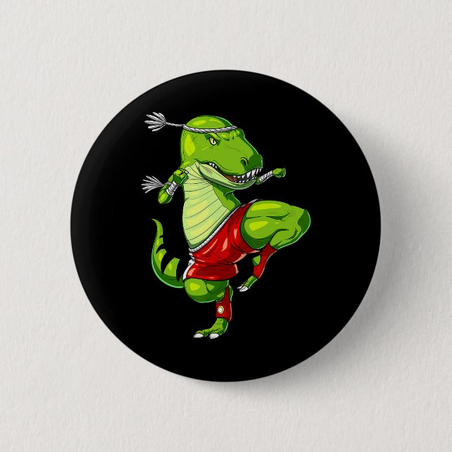 T-rex Dinosaur Muay Thai Boxning Karate Kampsport Knapp (Framsida)