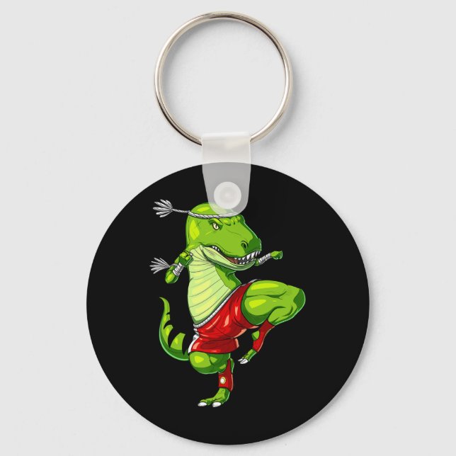 T-rex Dinosaur Muay Thai Boxning Karate Kampsport Nyckelring (Framsida)