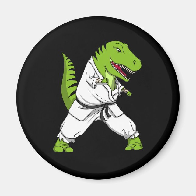 T-Rex Dinosaur Ninja Martial Arts Karate Magnet (Framsidan)