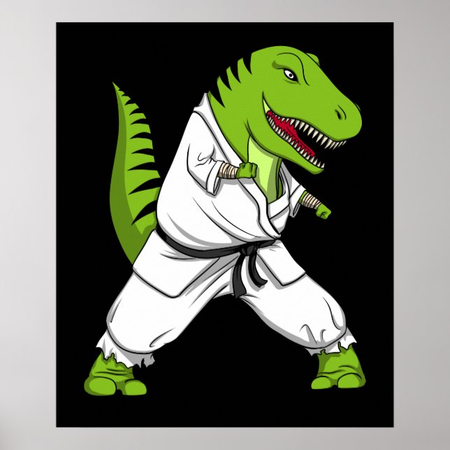 T-Rex Dinosaur Ninja Martial Arts Karate Poster (Framsidan)