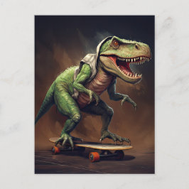 T-Rex-dinosaur på skateboard-födelsedagsfest Vykort