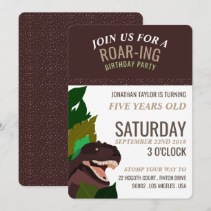 T Rex Dinosaur Party Barns födelsedag Inbjudningar