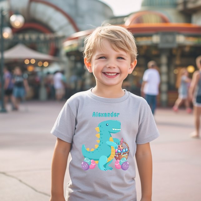 T-Rex Dinosaur Påsk Basket Eggs T Shirt (Skapare uppladdad)