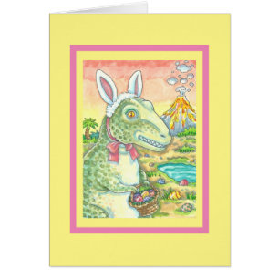 T-REX DINOSAUR PÅSKHARE GREETING CARD Verse OBS Kort