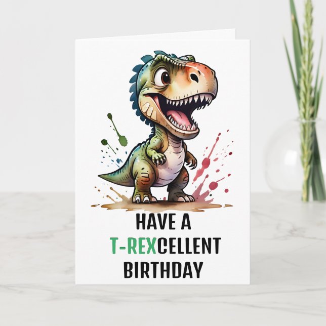 T.Rex Dinosaur Personlig Födelsedag Kort (Framsida)