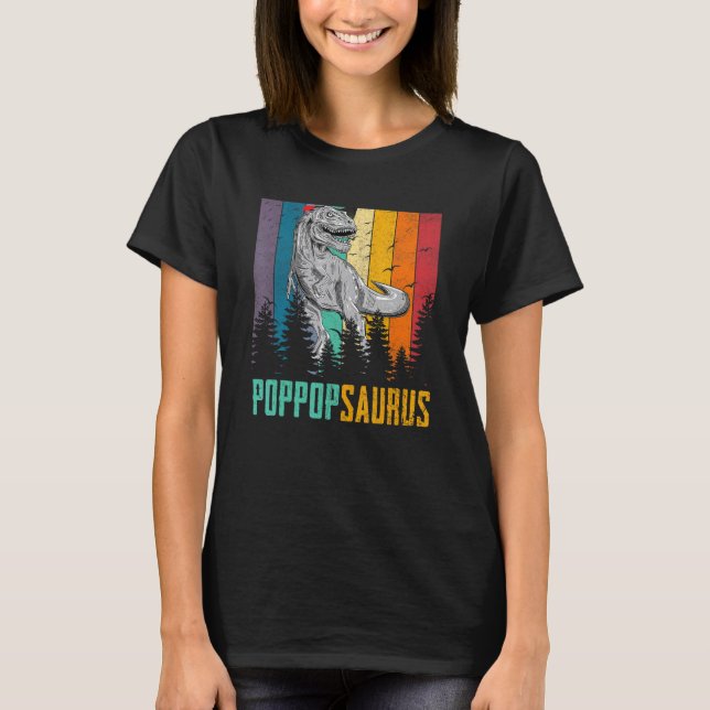 T Rex Dinosaur Poppop Saurus Family Matching Fathe Shirt (Framsida)