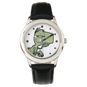 T-Rex Dinosaur Red Grönt Tecknad Kids Armbandsur