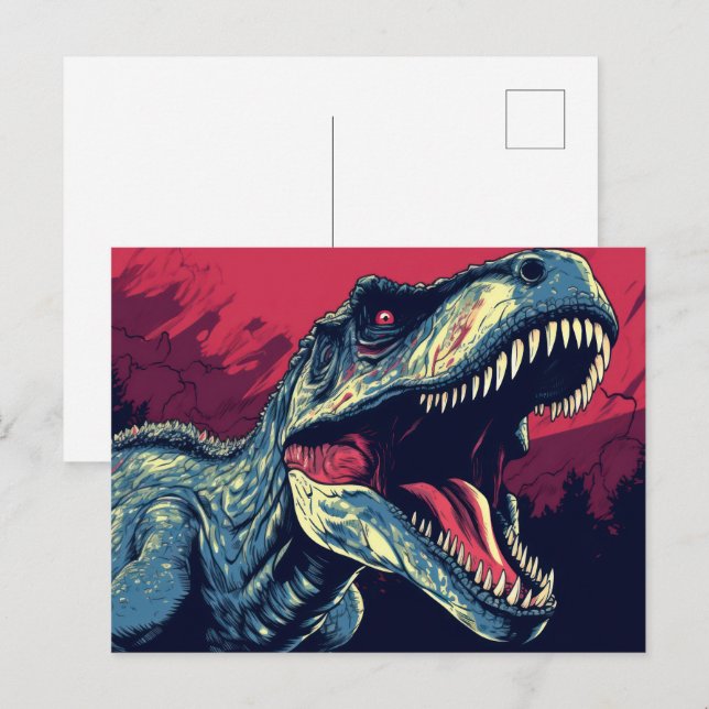 T-Rex dinosaur reptil  Vykort (Fram/baksida)