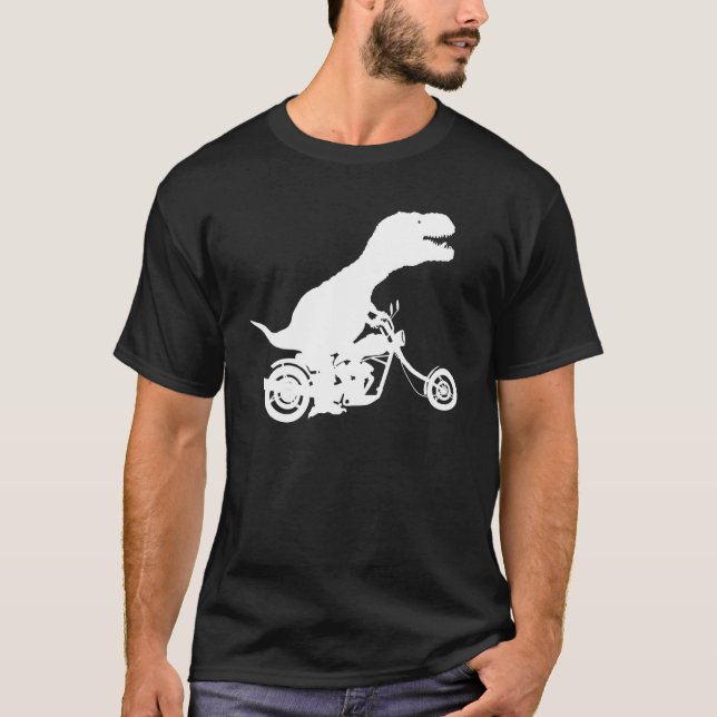 T Rex Dinosaur Riding a Chopper Motorcle for Sho Shirt (Framsida)
