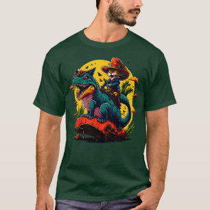 T Rex Dinosaur Riding Cat 1 Shirt