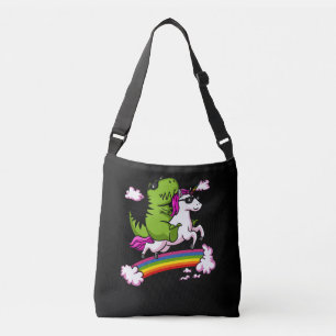 T-Rex Dinosaur Riding Magic Unicorn Rainbow Axelväska