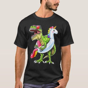 T-Rex Dinosaur Riding Unicorn Flyter Bassäng Party T Shirt