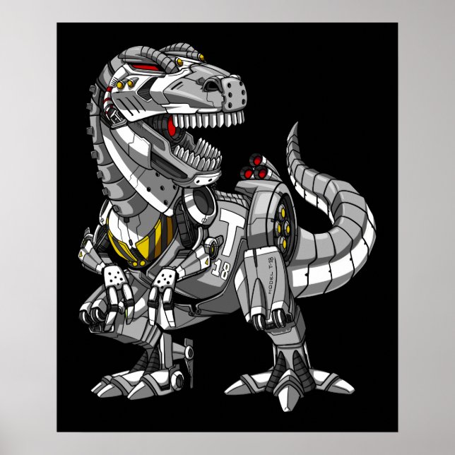 T-Rex Dinosaur Robot Monster Boys Kids Poster (Framsidan)