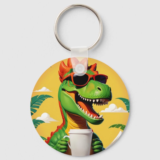 T-Rex Dinosaur Rolig  Nyckelring (Framsida)