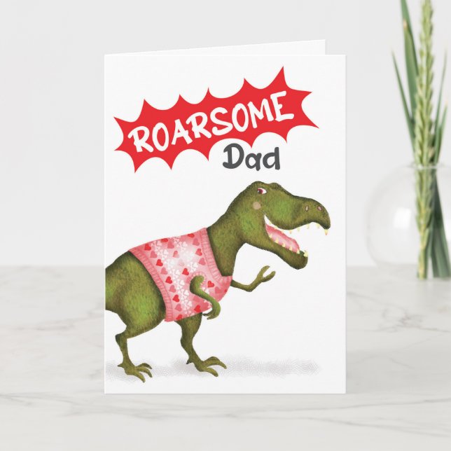 T.rex-dinosaur 'Rölig Pappa'-faderdagskort Kort (Framsida)