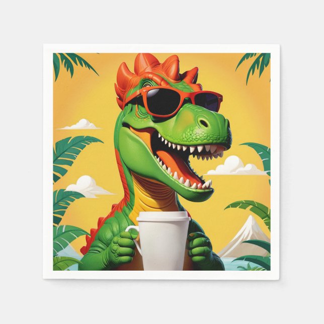 T-Rex Dinosaur Rolig  Pappersservett (Framsidan)