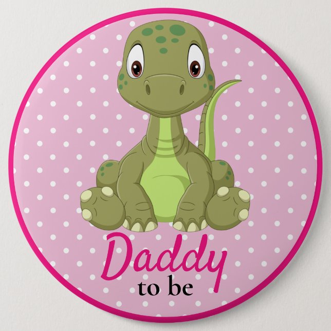 T Rex Dinosaur Rosa Baby Shower Button Knapp (Framsida)