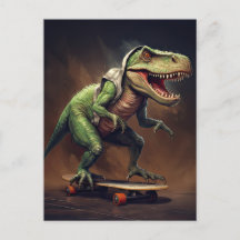 T-Rex-dinosaur som reser sig på skateboard-födelse