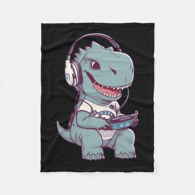 T. Rex-dinosaur som spelar TV-spel Gaming Gamer Sp Fleecefilt (Framsidan)