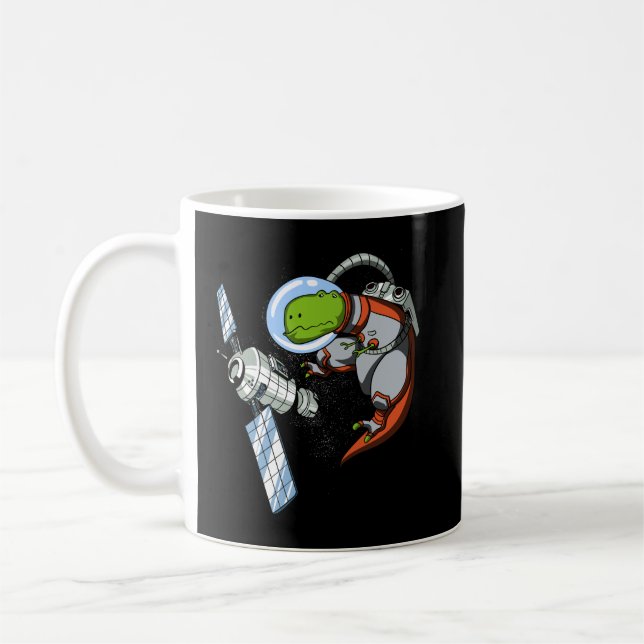 T-Rex Dinosaur Space Astronaut Kaffemugg (Vänster)