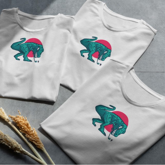 T Rex Dinosaur Spela Golf T Shirt (Skapare uppladdad)
