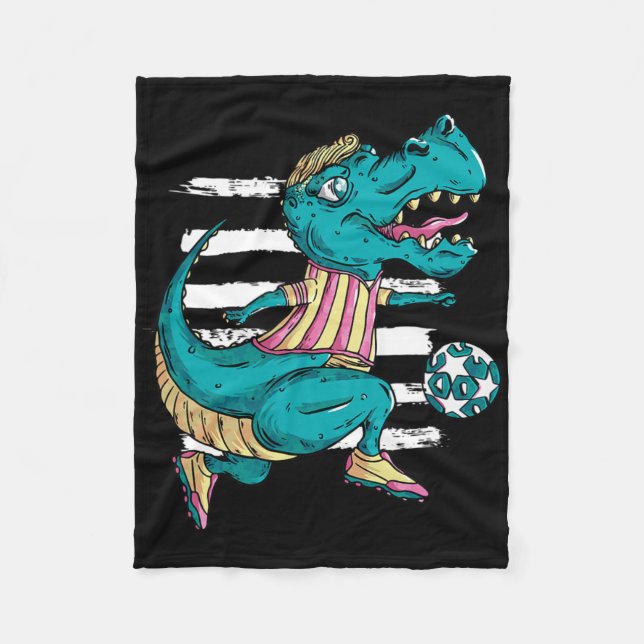 T-rex Dinosaur Spelar Fotboll - Trex Design  Fleecefilt (Framsidan)