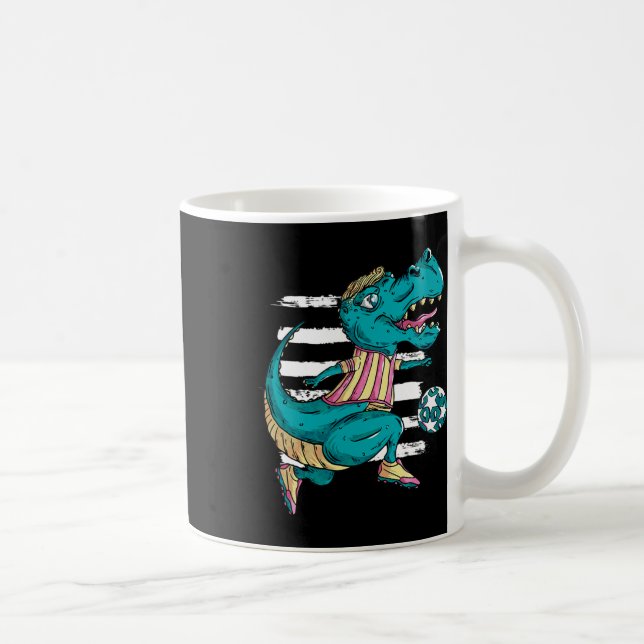 T-rex Dinosaur Spelar Fotboll - Trex Design  Kaffemugg (Höger)